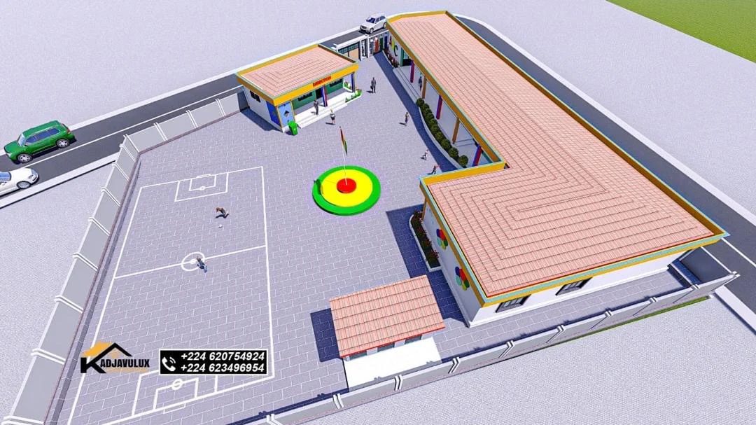 Vue aérienne de l'école à Konteyah