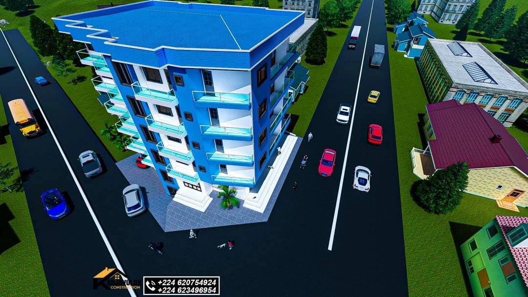 Vue aérienne de l'immeuble R+5 à Yattayah